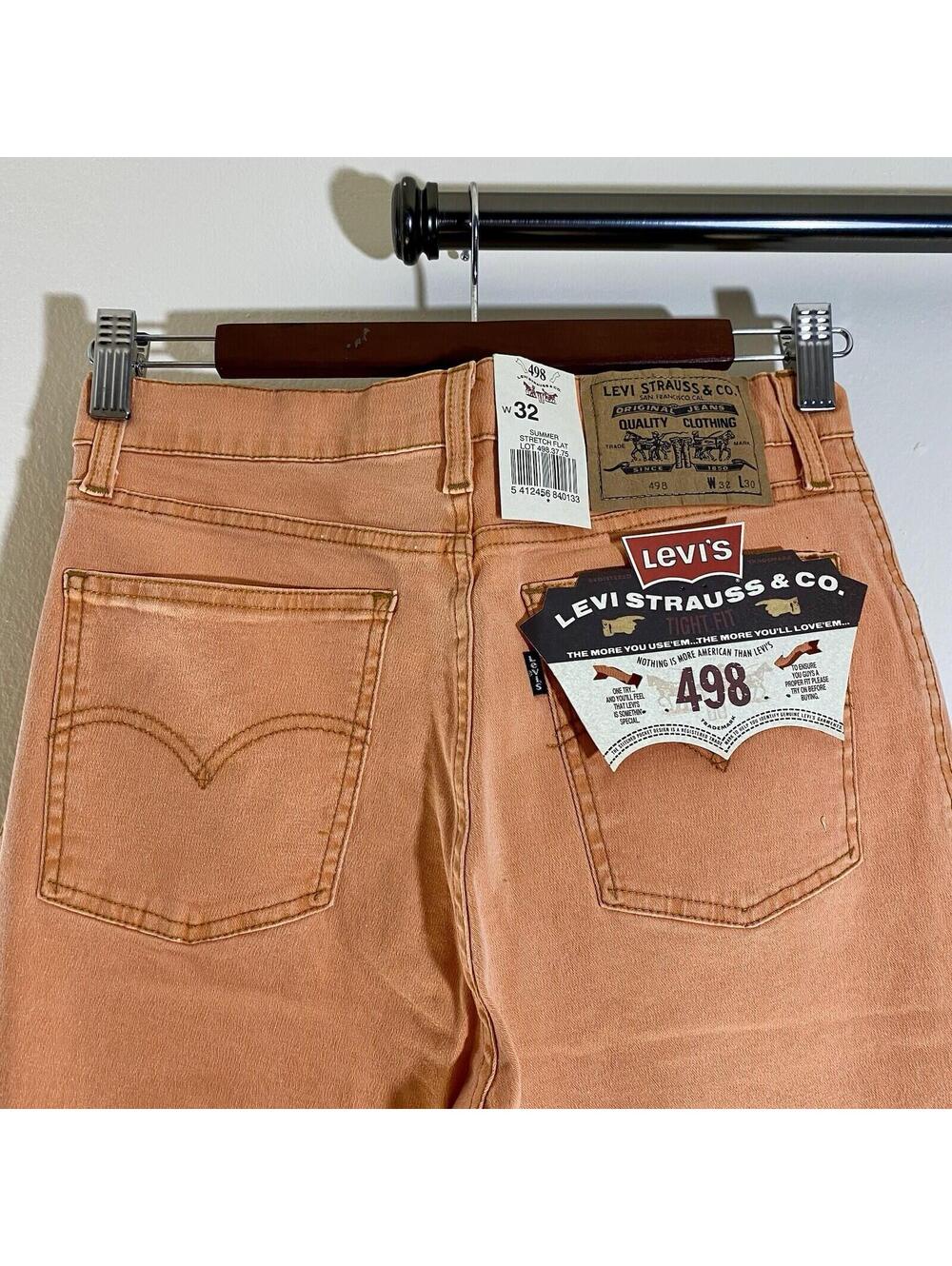 NWT LEVI'S 498 Orange Skinny Jeans 32x30 Made in Italy
